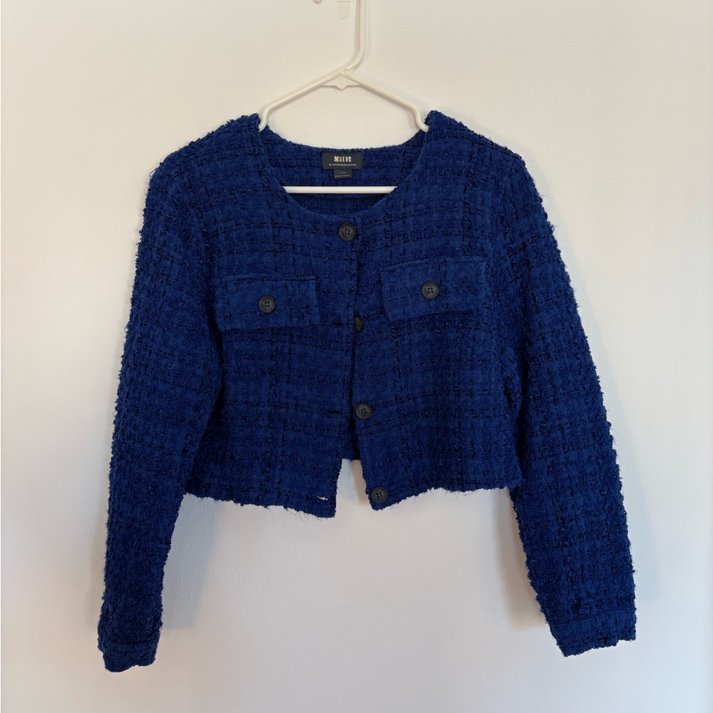 Anthropologie Blue Tweed Blazer